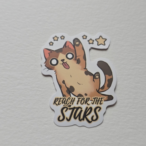 10/$10 Reach For The Stars Cat Sticker - Picture 1 of 2